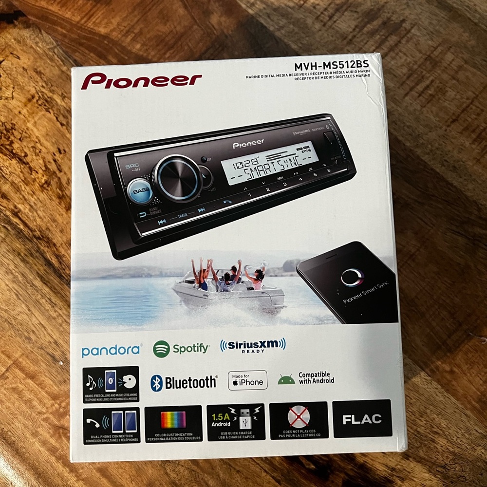 Pioneer MVH-MS512BS MARINE BOAT UTV Media Player Bluetooth AUX USB SiriusXM
